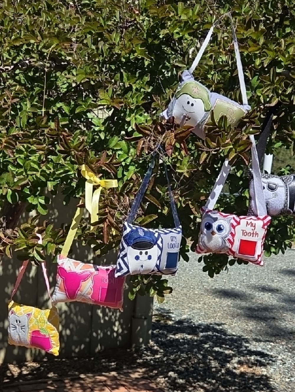Assorted Small Fabric Tooth Fairy Pouches - Owl, Cat, Dog Designs